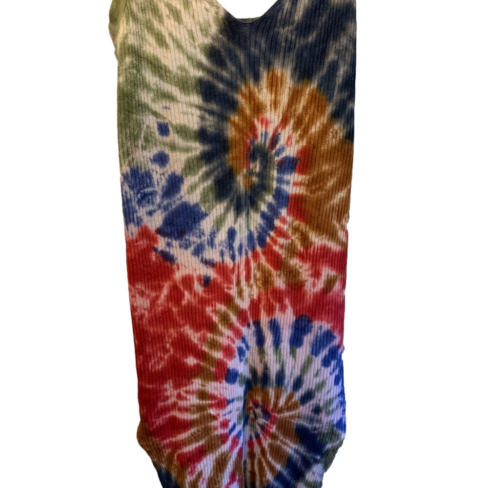 🌈 Jolie & Joy Ribbed Tie Dye Midi Dress 3X | Boho Sleeveless Plus Size Sundress - Picture 2 of 5